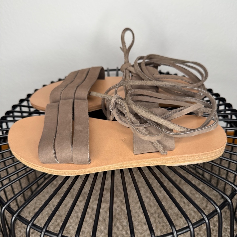 KYMA Gladiator Sandals Tan Suede Leather Strappy Flat Handmade Greece Size 6